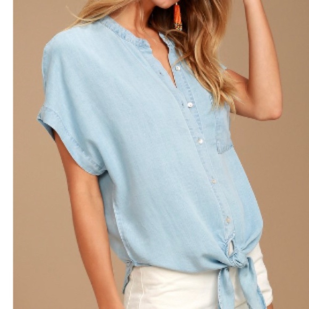 Light Blue Chambray Top